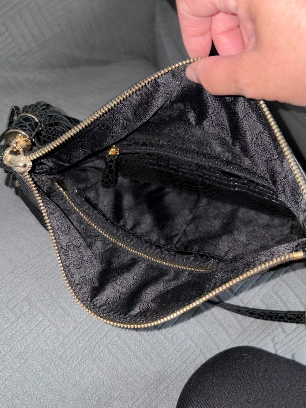 Michael Kors Black Patent Snake-Embossed Shoulder Bag with Gold Hardware - Picture 9 of 9